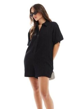 ASOS Black Short-Sleeve Romper
